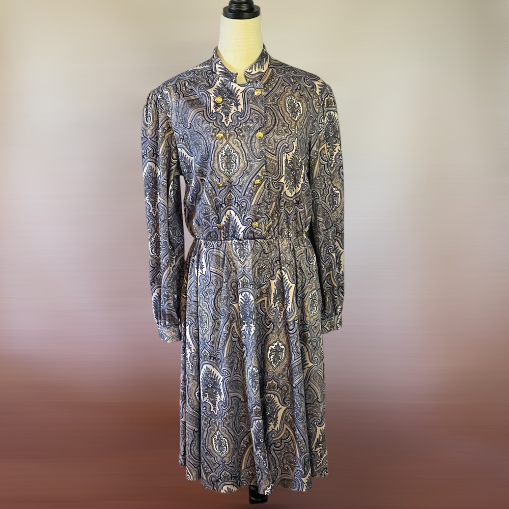 Vintage Carriage Court Long Sleeve Double Breasted Dress